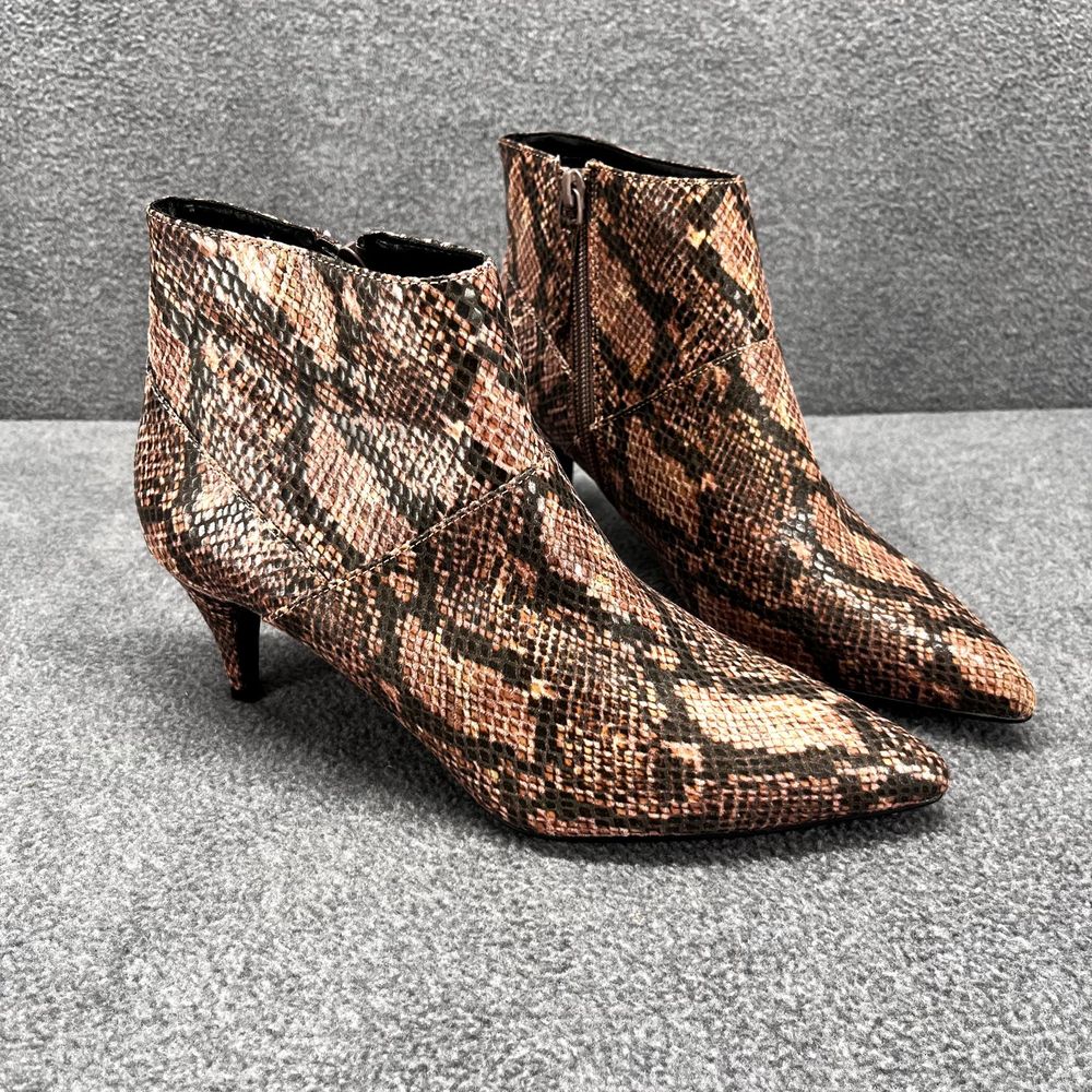 MNG Mango Ankle‎ Booties US 6.5 EU 37 Pink Gray Snake Skin Heel zipped